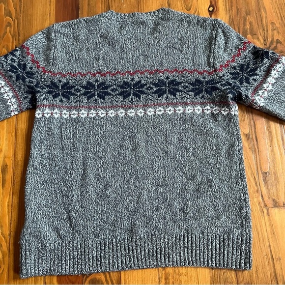 Abercrombie Merino Wool Fair Isle Gray Crew Après Ski Sweater Snowflake M - Picture 6 of 11